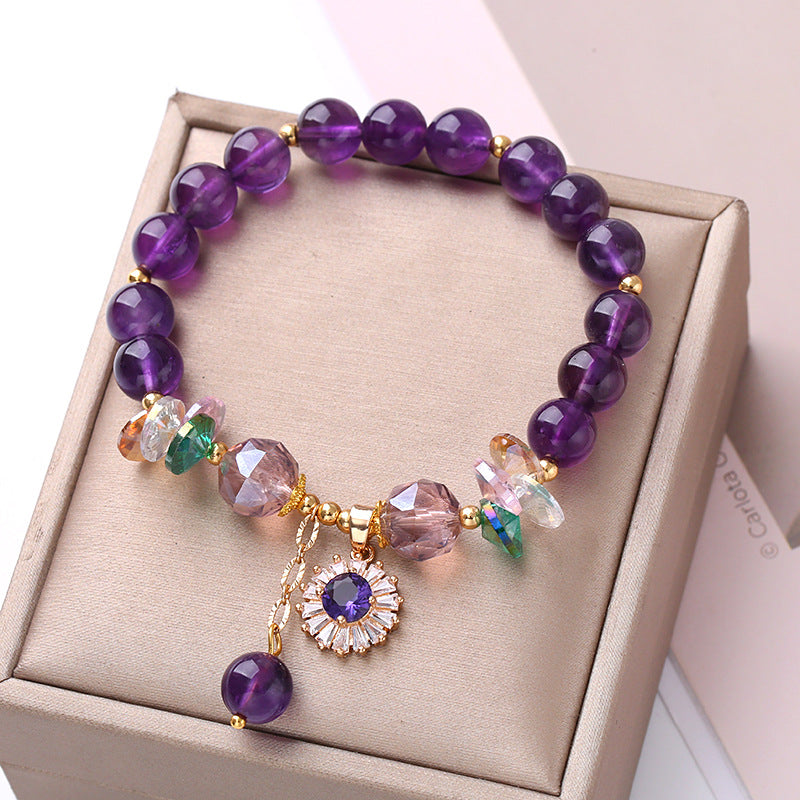 Pulsera Con Cuentas De Circón De Cristal Morado al por mayor